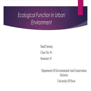 Ecological function in urban enivronment