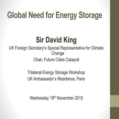 Energy Storage: 1 - Sir David King keynote speech