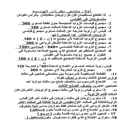ملزمتي - ملزمة ملخص رياضة أولى إعدادي الفصل الدراسي الثاني