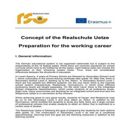 1.3.3 Preparation for the working career