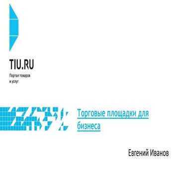 Евгений Иванов "Торговые площадки для бизнеса"