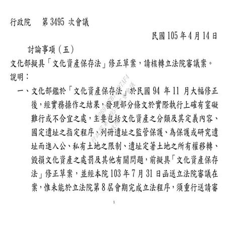 20160414文化部：「文化資產保存法」修正草案