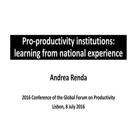 Pro-productivity Institutions: Learning From National Experience