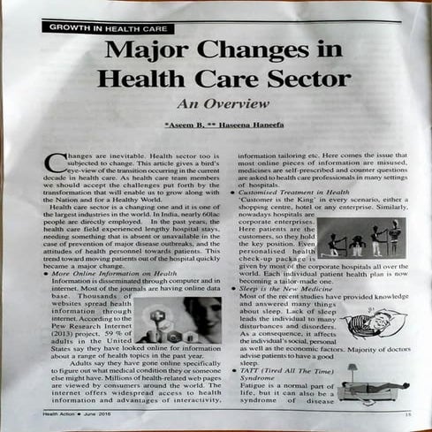 Major Changes in Health care sector Aseem 1