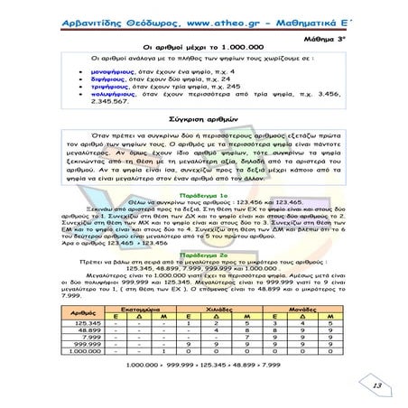 Μαθηματικά Ε΄.1.3: ΄΄Οι αριθμοί μέχρι το 1.000.000.000΄΄ Θεόδωρος Αρβανιτίδης...