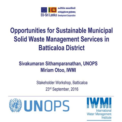 Opportunities for Sustainable Municipal Solid Waste Management Services in Ba...