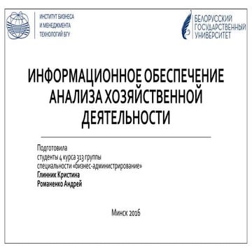 Информационное обеспечение АХД