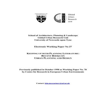 Keeping up with planning literature: recent books on urban planning and design 