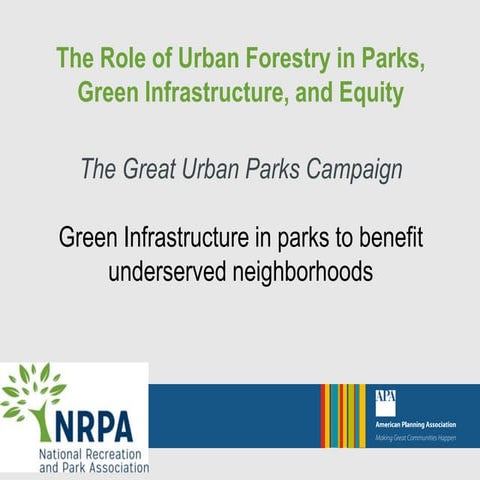 The Role of Urban Forestry in Parks, Green Infrastructure, and Equity ...