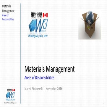Materials Management - Areas of Responsibilities - TPS Model