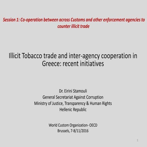 Illicit Tobacco trade and inter-agency co-operation in Greece