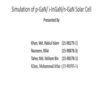 Simulation of p-GaN/ i-InGaN/n-GaN Solar Cell