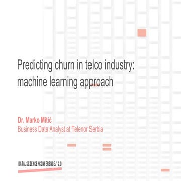  Predicting churn in telco industry: machine learning approach - Marko Mitić
