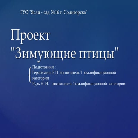 1 презинтация проекта зимующие птицы