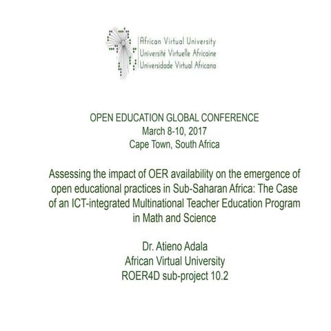 Assessing the impact of access to and availability of OER on the emergence an...