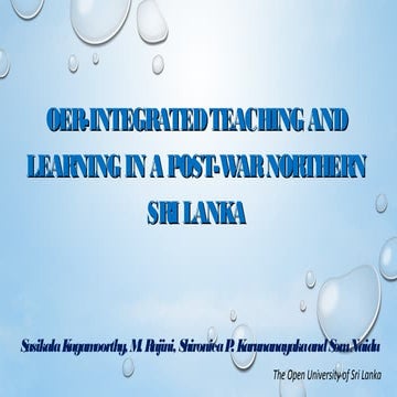 OER-Integrated Teaching and Learning in a Post-War Northern Sri Lanka