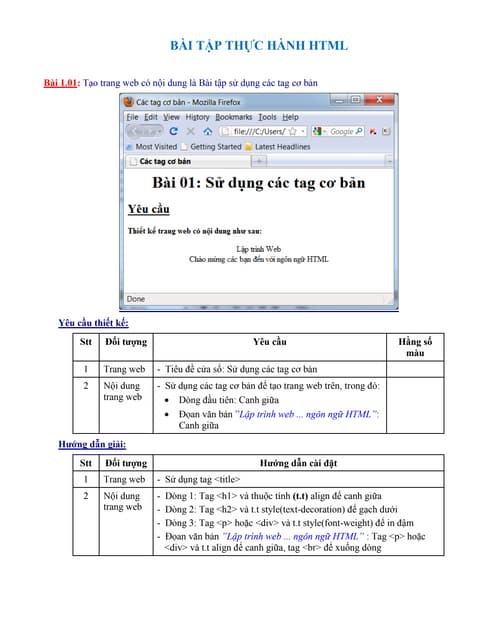Bài tập HTML/CSS