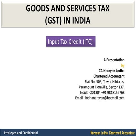 1. presentation on input tax credit under gst