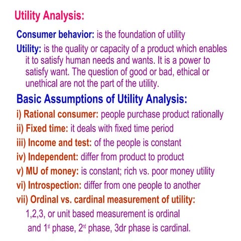 1. utility analysis