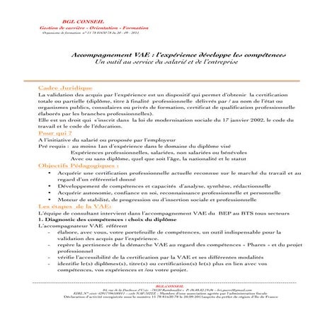 Fiche vae 2015 | PDF