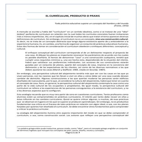 Currículum  producto o praxis.