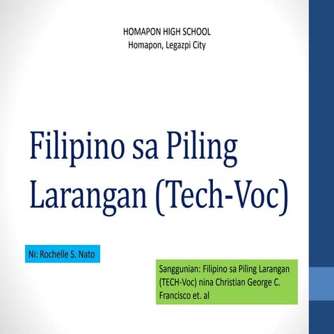 Introduksyon sa Filipino sa Piling Larangan (TECH-VOC)