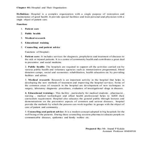 1.hospital and their organisation