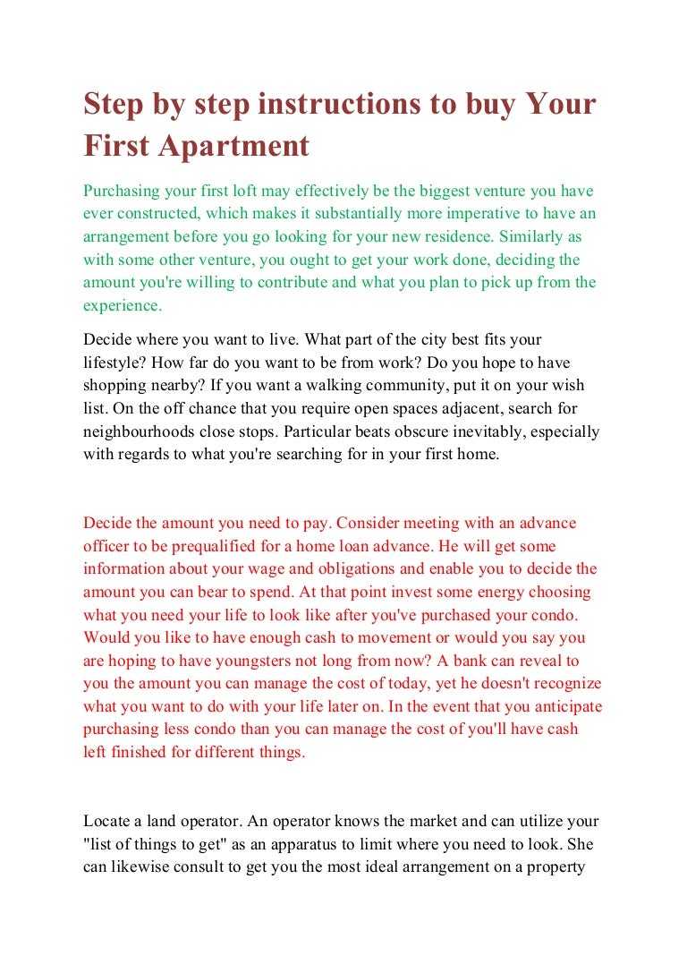 Step By Step Instructions To Buy Your First Apartment