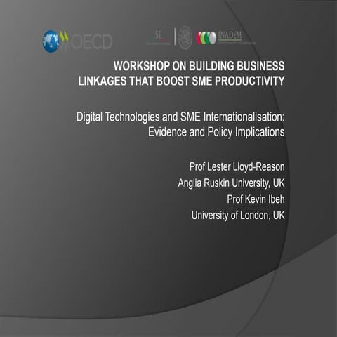 Professor Lester Lloyd-Reason: Digital technologies and SME internationalisation