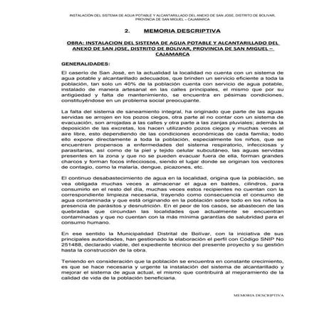1. memoria descriptiva san jose - Saneamiento