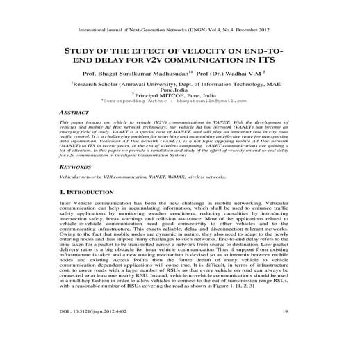 STUDY OF THE EFFECT OF VELOCITY ON END-TOEND DELAY FOR V2V COMMUNICATION IN ITS