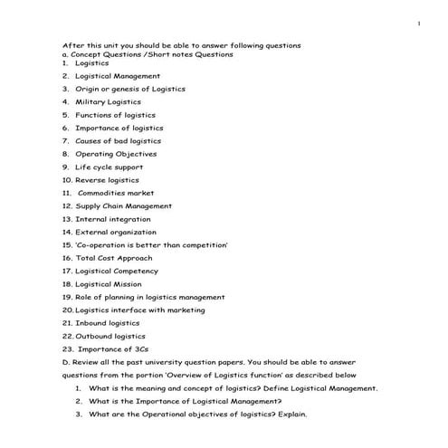Logistics Module 1 | PPTX