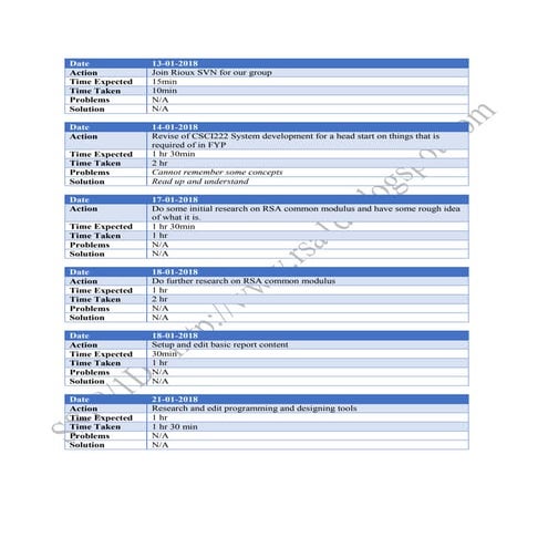 CC - Project Work Diary | PDF