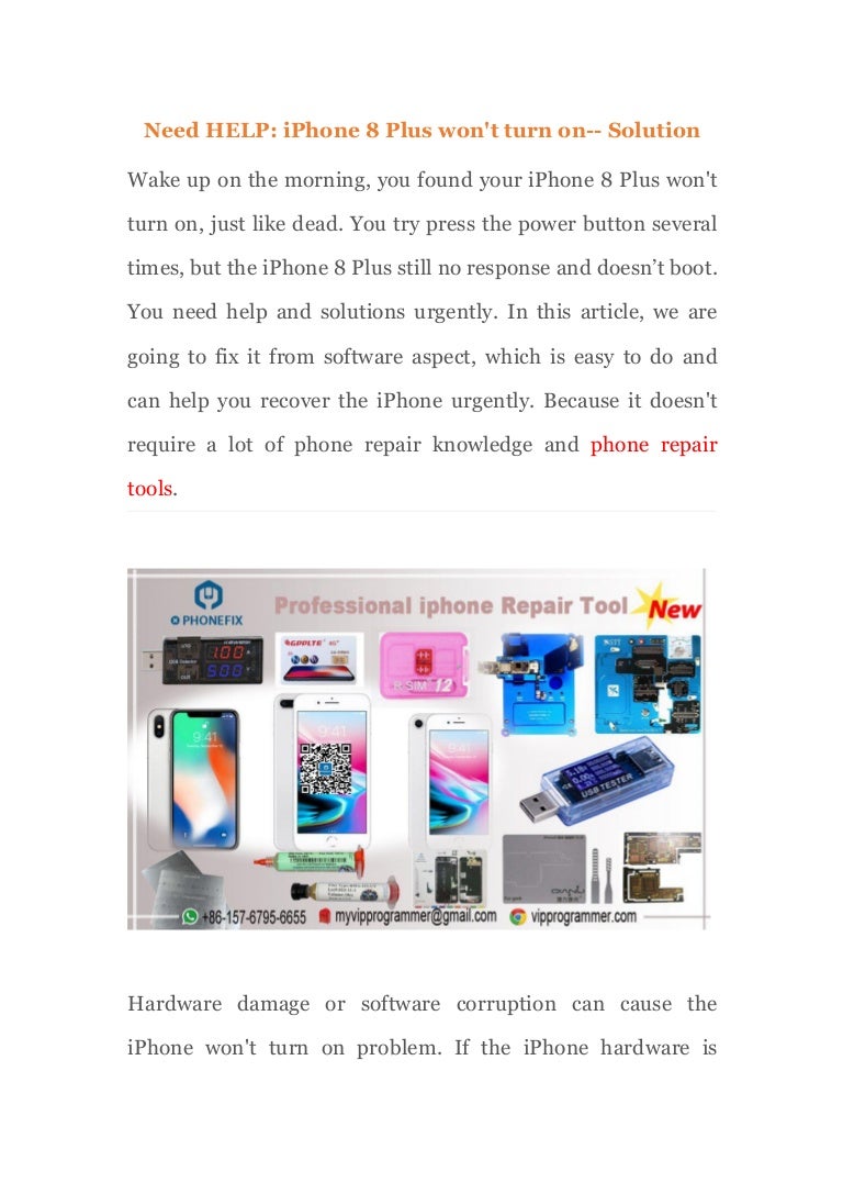 Need HELP: IPhone 8 Plus won't turn on - Soiution