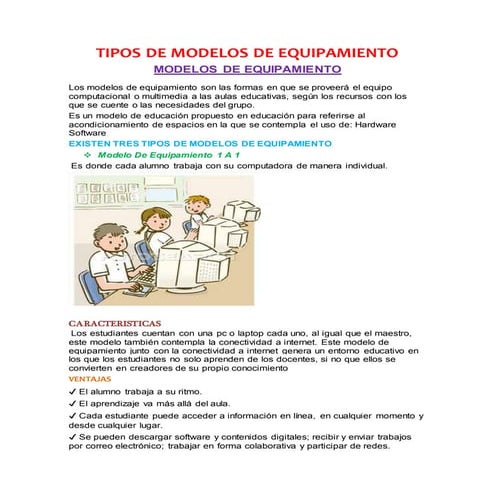 1. tipo de modelos de equipamiento