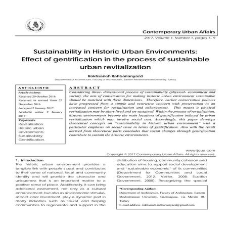 Sustainability in Historic Urban Environments: Effect of gentrification in th...