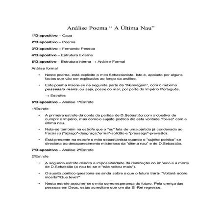 Análise Poema - A Última Nau (Guião) | DOCX