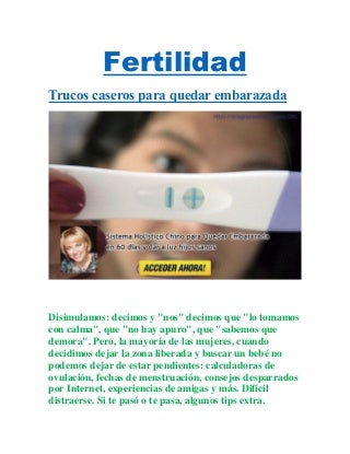 fertilidad - Trucos caseros para quedar embarazada