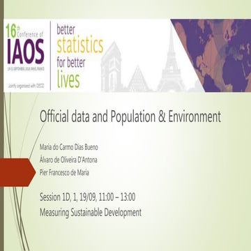 IAOS 2018 - Official data and population & environment, M. do Carmos Dias Bue...