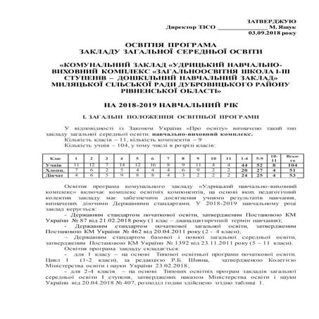 Освітня програма 2018-2019 навчальний рік