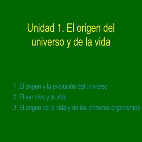 EL ORIGEN DEL UNIVERSO Y DE LA VIDA | PPT
