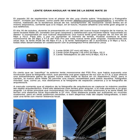Lente "gran angular" Serie Huawei Mate 20