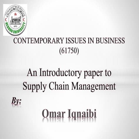 Intro. to Supply Chain 