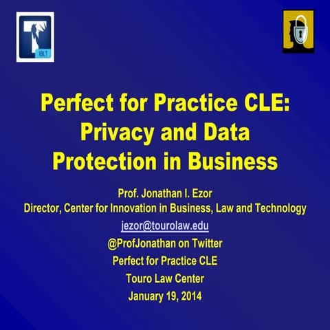 Privacy and Data Protection CLE Presentation for Touro Law Center
