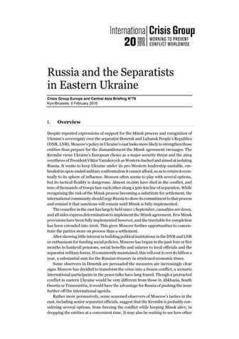 Russia and the separatists in Eastern Ukraine