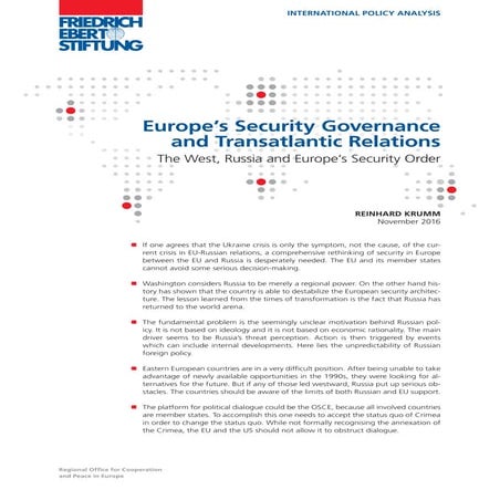 Europe’s security governance and transatlantic relations. The West, Russia an...