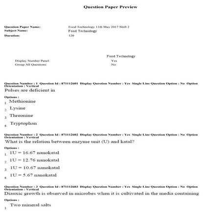 AP PGECET Food Technology 2017 question paper | PDF