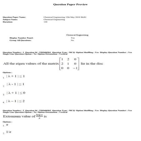 AP PGECET Chemical 2018 question paper | PDF
