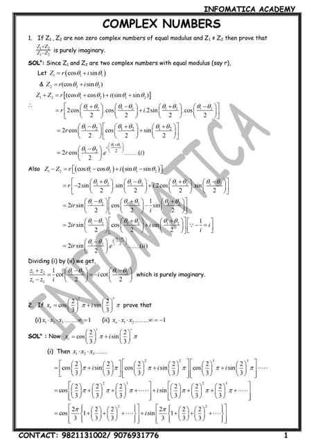 1. complex numbers | PDF
