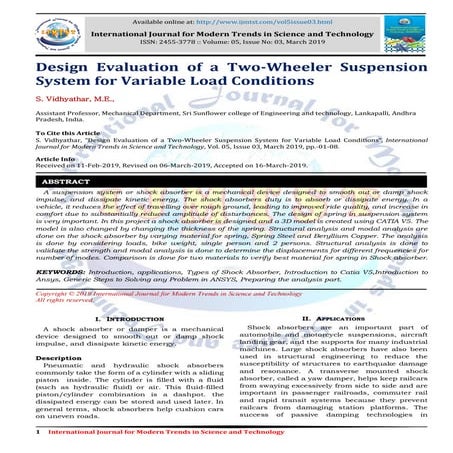 Design Evaluation of a Two-Wheeler Suspension System for Variable Load Condit...